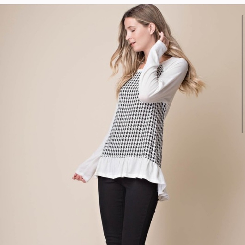 Houndstooth Ruffle Top | M - Picture 3 of 4